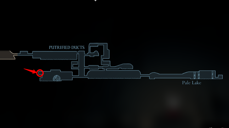 Detailed map location showing exact Key of Apostate position in Putrified Ducts