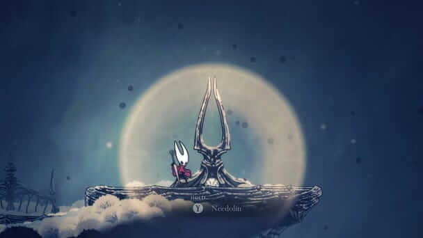 Giant tuning fork at Mount Fay peak in Hollow Knight Silksong